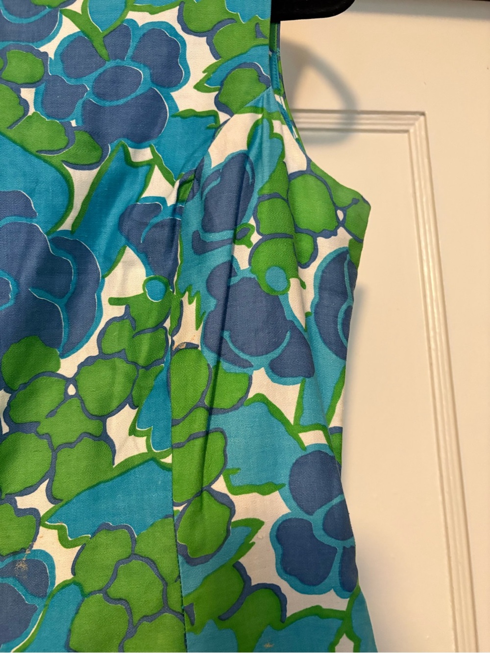 Sleeveless Blue & Green Floral Mini Dress - Picture 3 of 8